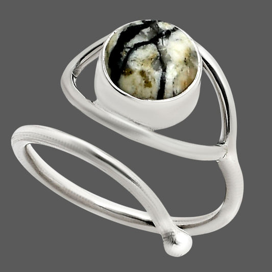Eye Adjustable - Authentic White Buffalo Turquoise Nevada Ring size-9 R-1254 SDR250911