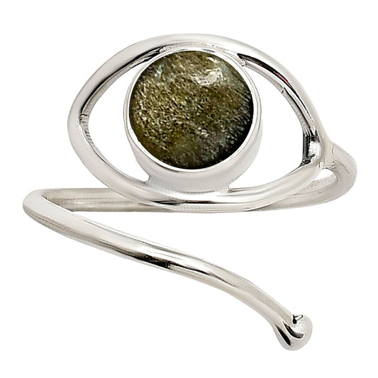 Eye Adjustable - Silver Obsidian Ring size-7 R-1254 SDR250918