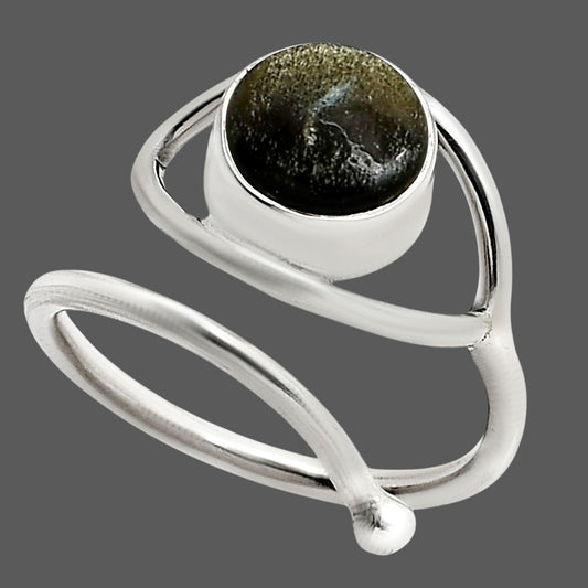 Eye Adjustable - Silver Obsidian Ring size-7 R-1254 SDR250918