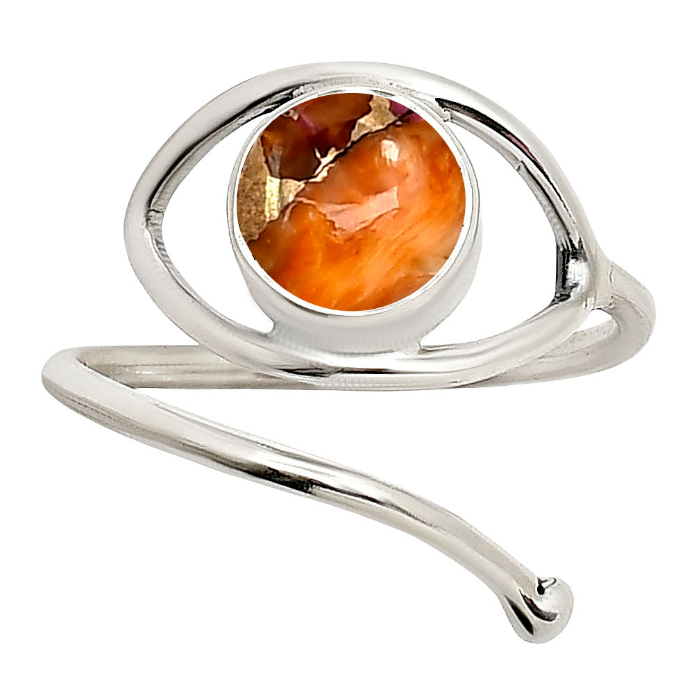 Eye Adjustable - Kingman Orange Dahlia Turquoise Ring size-6 R-1254 SDR250920