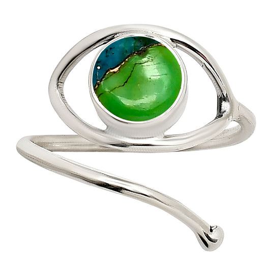 Eye Adjustable - Blue Turquoise In Green Mohave Ring size-8 R-1254 SDR250924