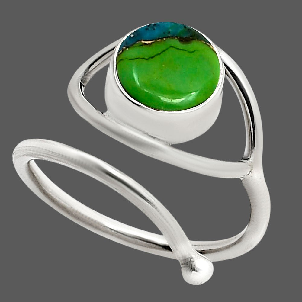 Eye Adjustable - Blue Turquoise In Green Mohave Ring size-8 R-1254 SDR250924