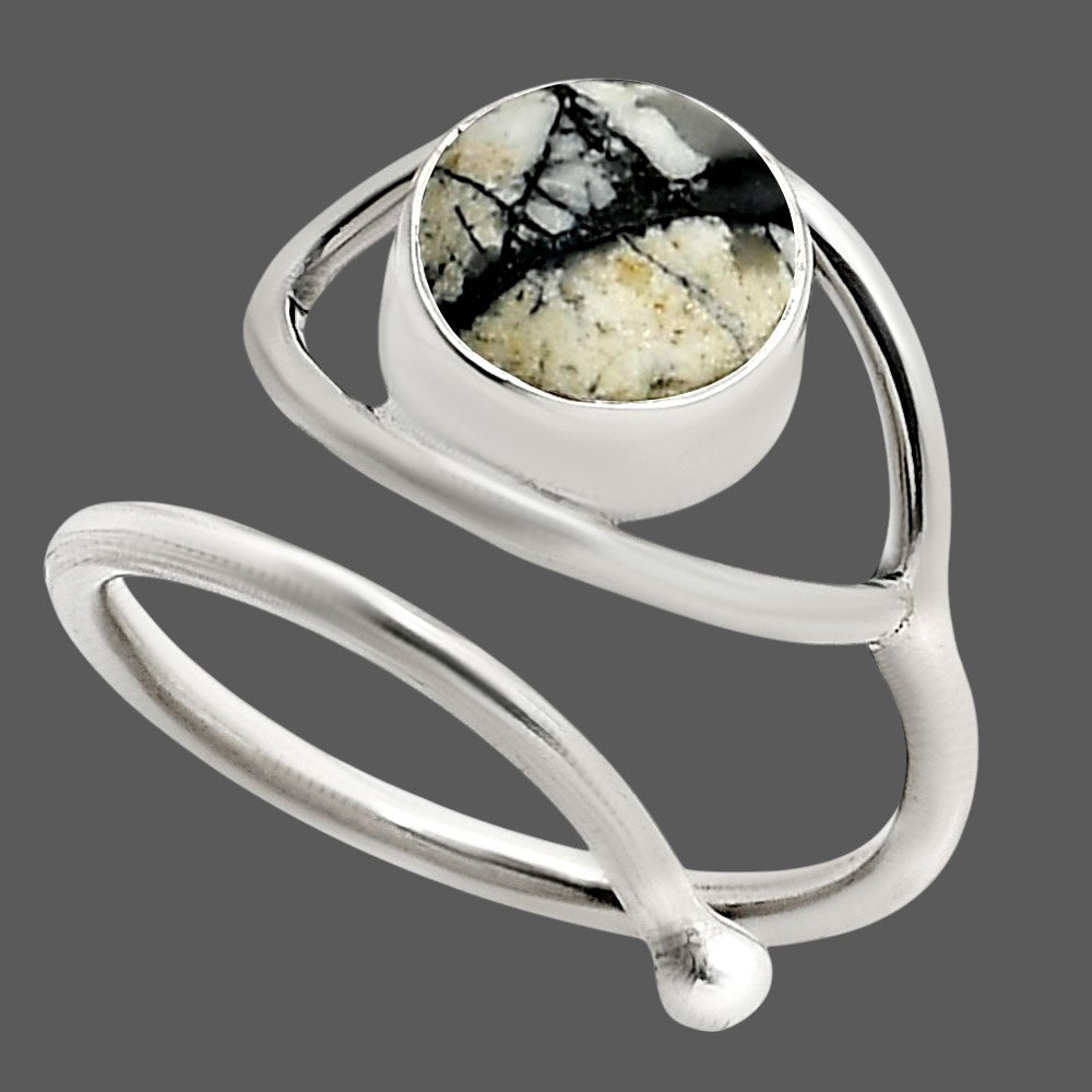 Eye Adjustable - Authentic White Buffalo Turquoise Nevada Ring size-8 R-1254 SDR250945
