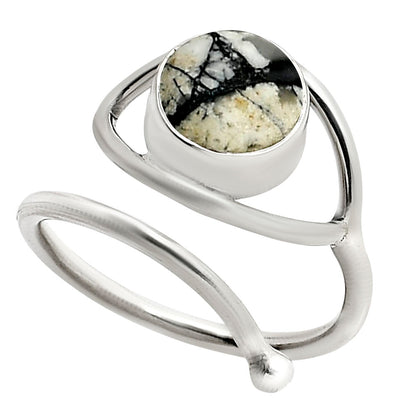 Eye Adjustable - Authentic White Buffalo Turquoise Nevada Ring size-8 R-1254 SDR250945