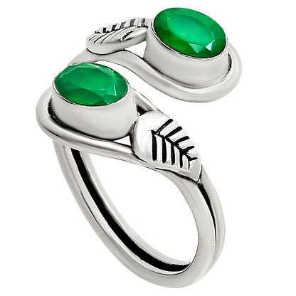 Adjustable - Green Onyx Ring size-8 R-1483 SDR251456