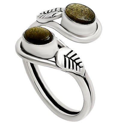 Adjustable - Silver Obsidian Ring size-5 R-1483 SDR251463