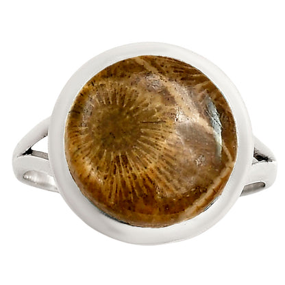 Flower Fossil Coral Ring size-8 R-1004 SDR251468