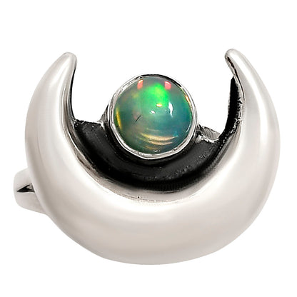 Crescent Moon - Ethiopian Opal Ring size-8 R-1072 SDR251477