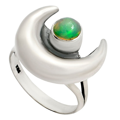 Crescent Moon - Ethiopian Opal Ring size-8 R-1072 SDR251477