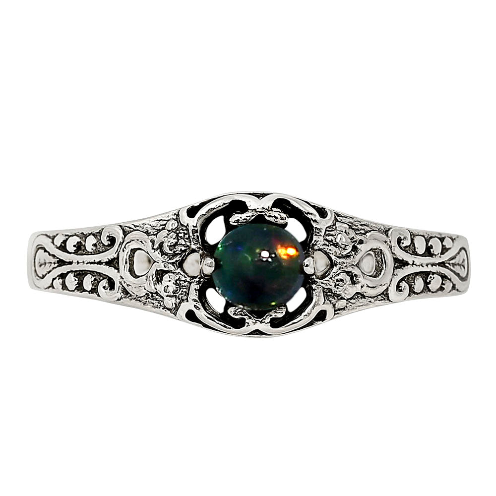Black Ethiopian Opal Ring size-5 R-1172 SDR251984