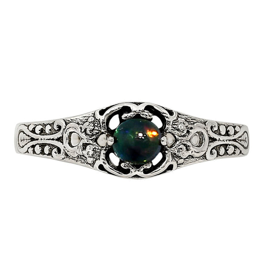 Black Ethiopian Opal Ring size-5 R-1172 SDR251984