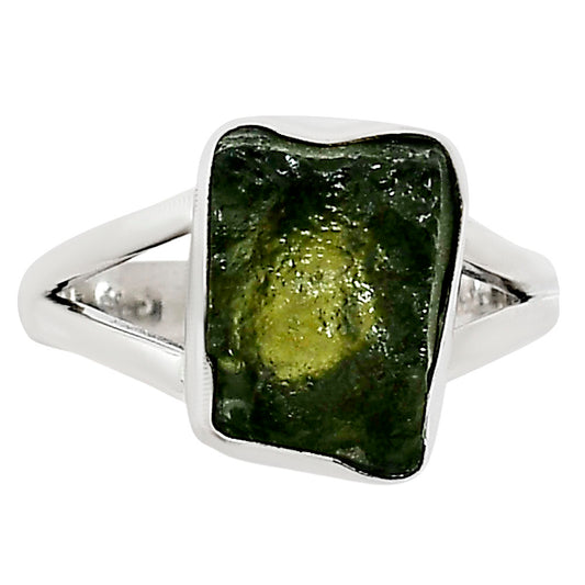 Genuine Czech Moldavite Rough Ring size-7 R-1002 SDR252163