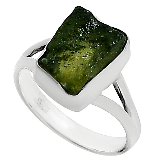 Genuine Czech Moldavite Rough Ring size-7 R-1002 SDR252163