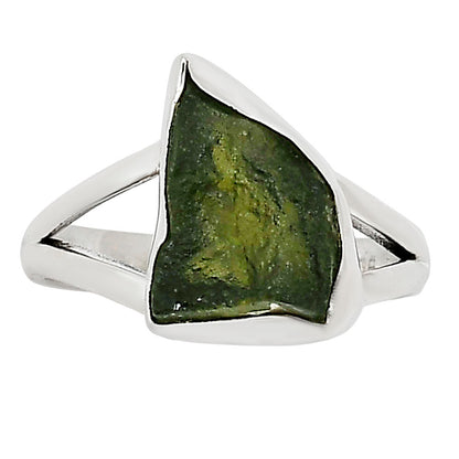 Genuine Czech Moldavite Rough Ring size-6 R-1002 SDR252166