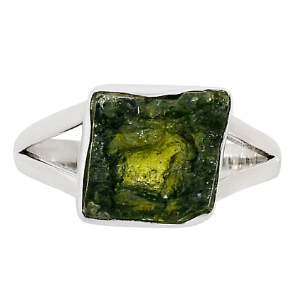 Genuine Czech Moldavite Rough Ring size-9 R-1002 SDR252167