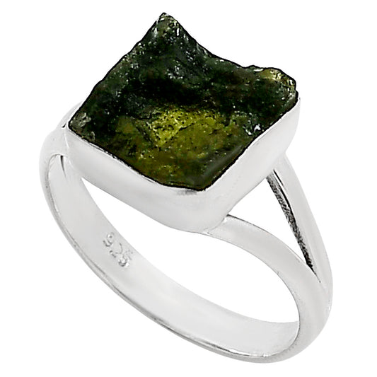 Genuine Czech Moldavite Rough Ring size-9 R-1002 SDR252167