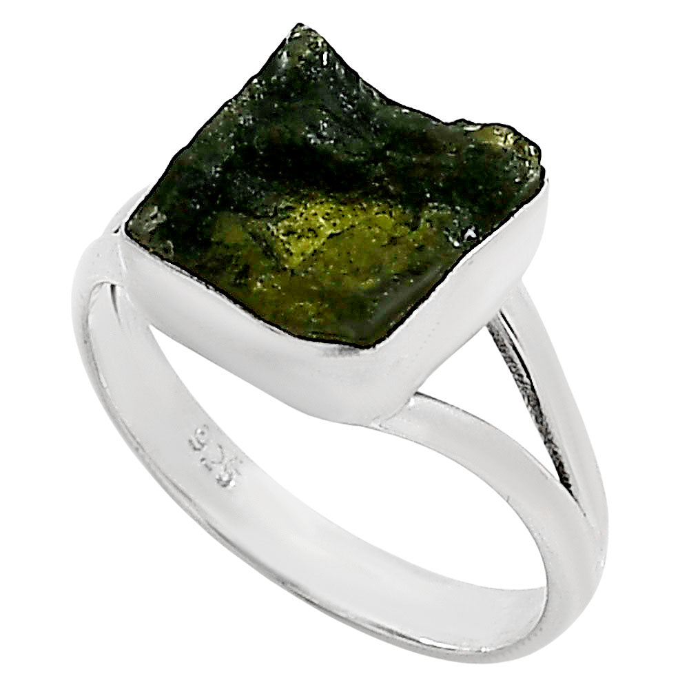 Genuine Czech Moldavite Rough Ring size-9 R-1002 SDR252167