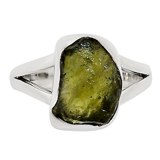 Genuine Czech Moldavite Rough Ring size-6 R-1002 SDR252174