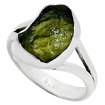 Genuine Czech Moldavite Rough Ring size-6 R-1002 SDR252174