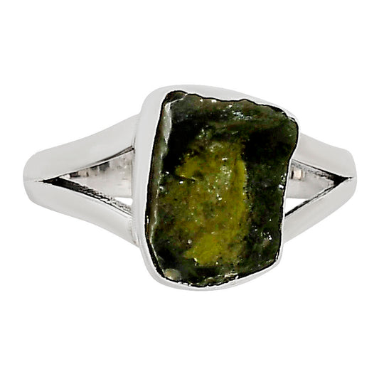 Genuine Czech Moldavite Rough Ring size-6 R-1002 SDR252175