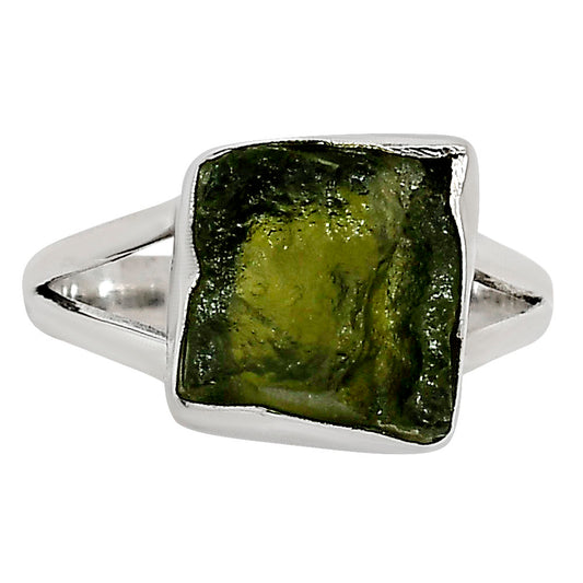 Genuine Czech Moldavite Rough Ring size-9 R-1002 SDR252176