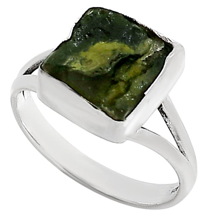 Genuine Czech Moldavite Rough Ring size-9 R-1002 SDR252176