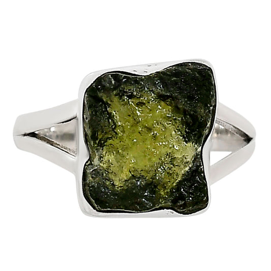 Genuine Czech Moldavite Rough Ring size-9 R-1002 SDR252177