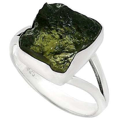 Genuine Czech Moldavite Rough Ring size-9 R-1002 SDR252177