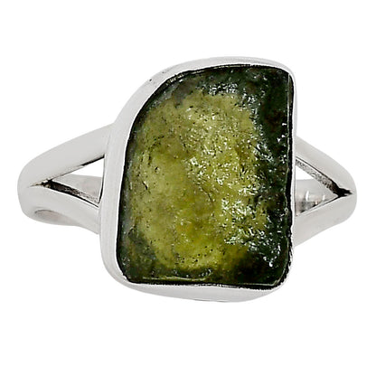 Genuine Czech Moldavite Rough Ring size-8 R-1002 SDR252178