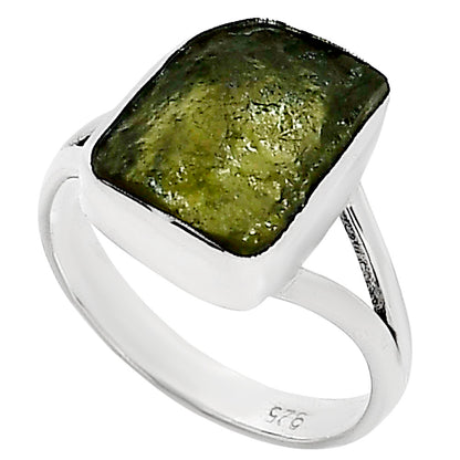 Genuine Czech Moldavite Rough Ring size-8 R-1002 SDR252178