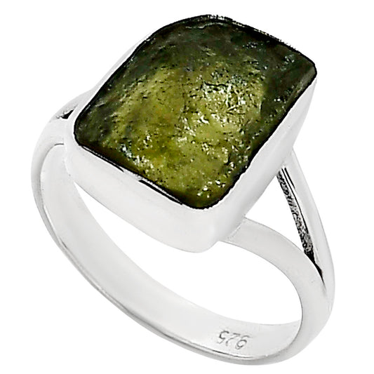Genuine Czech Moldavite Rough Ring size-8 R-1002 SDR252178
