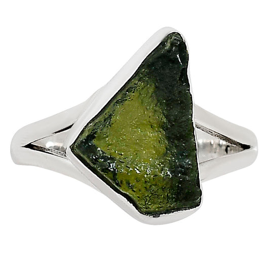 Genuine Czech Moldavite Rough Ring size-9 R-1002 SDR252180