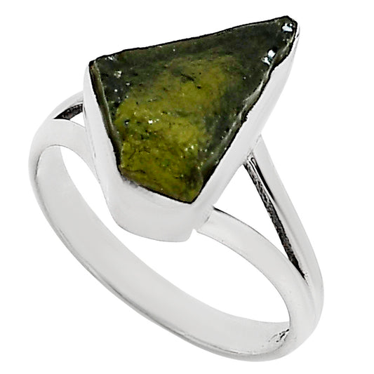 Genuine Czech Moldavite Rough Ring size-9 R-1002 SDR252180