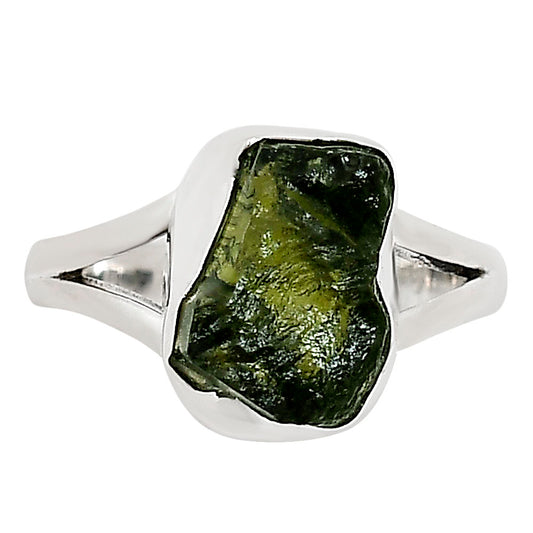 Genuine Czech Moldavite Rough Ring size-8 R-1002 SDR252181