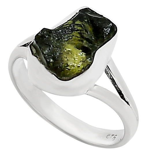 Genuine Czech Moldavite Rough Ring size-8 R-1002 SDR252181
