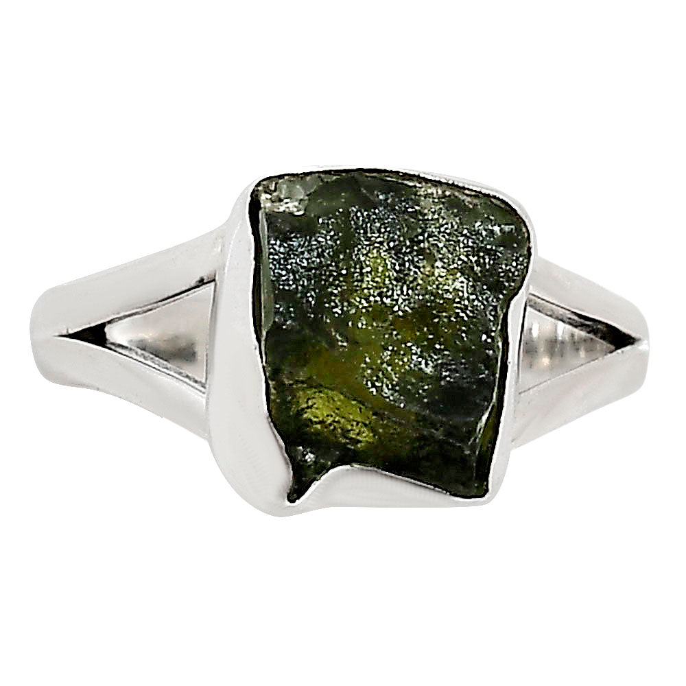 Genuine Czech Moldavite Rough Ring size-7.5 R-1002 SDR252182