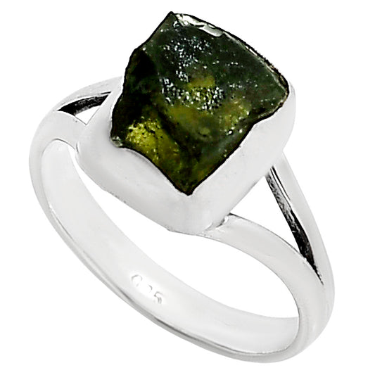 Genuine Czech Moldavite Rough Ring size-7.5 R-1002 SDR252182