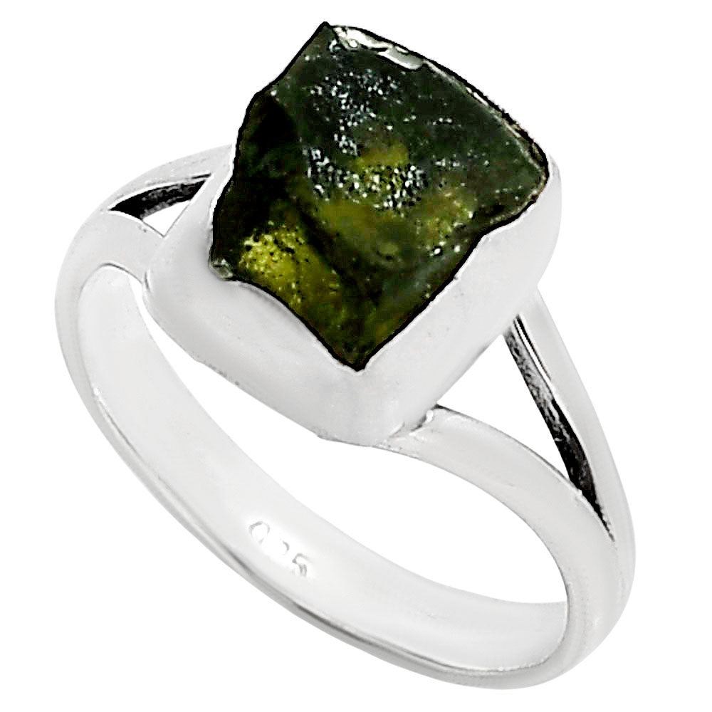 Genuine Czech Moldavite Rough Ring size-7.5 R-1002 SDR252182