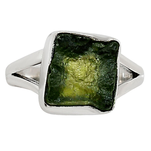 Genuine Czech Moldavite Rough Ring size-7 R-1002 SDR252185
