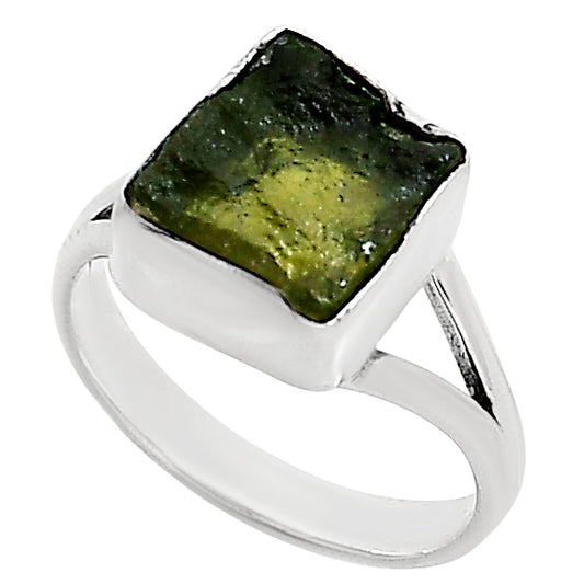 Genuine Czech Moldavite Rough Ring size-7 R-1002 SDR252185