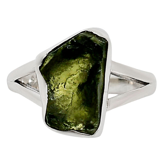 Genuine Czech Moldavite Rough Ring size-8 R-1002 SDR252187