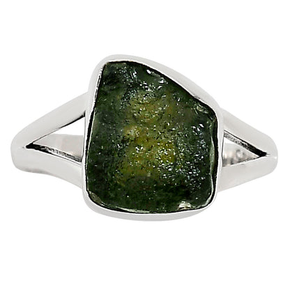 Genuine Czech Moldavite Rough Ring size-7 R-1002 SDR252189