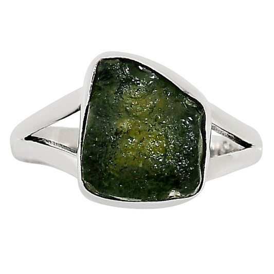 Genuine Czech Moldavite Rough Ring size-7 R-1002 SDR252189