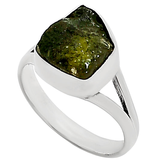 Genuine Czech Moldavite Rough Ring size-7 R-1002 SDR252189