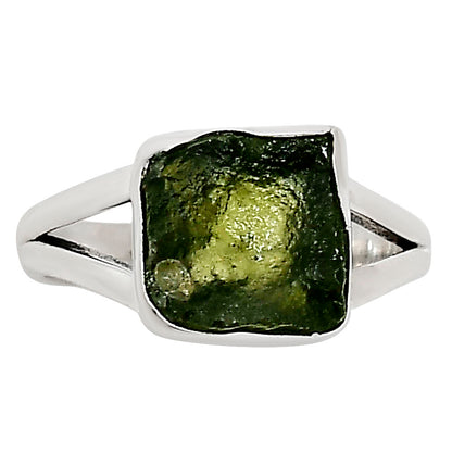 Genuine Czech Moldavite Rough Ring size-6 R-1002 SDR252190