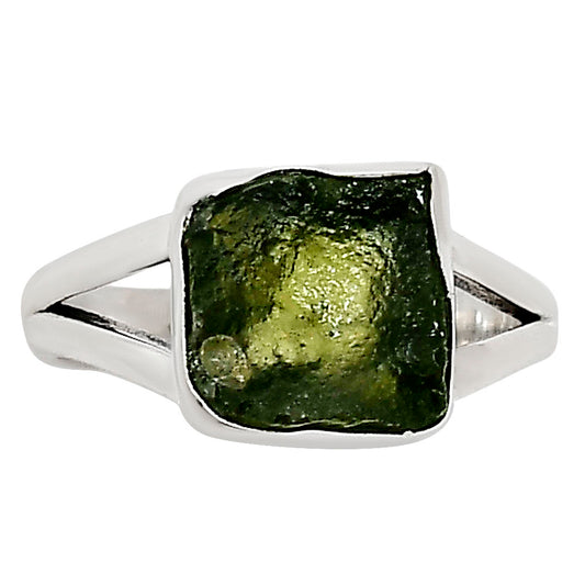 Genuine Czech Moldavite Rough Ring size-6 R-1002 SDR252190