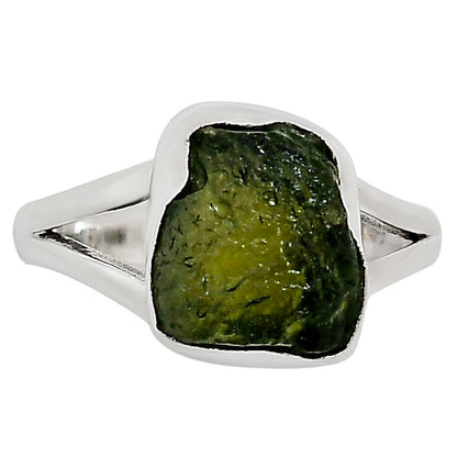 Genuine Czech Moldavite Rough Ring size-9 R-1002 SDR252191