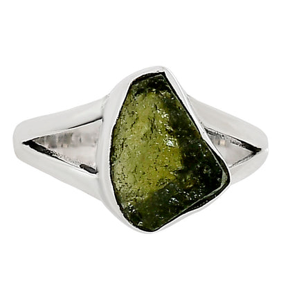 Genuine Czech Moldavite Rough Ring size-6 R-1002 SDR252192