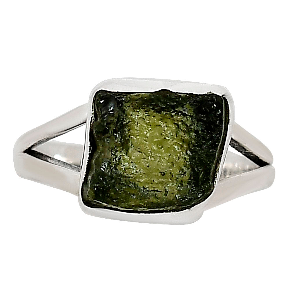 Genuine Czech Moldavite Rough Ring size-6 R-1002 SDR252195