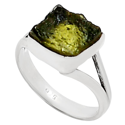 Genuine Czech Moldavite Rough Ring size-6 R-1002 SDR252195